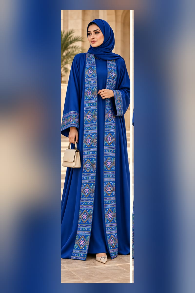 إيقاع أزرق ملكي — عباءة مفتوحة