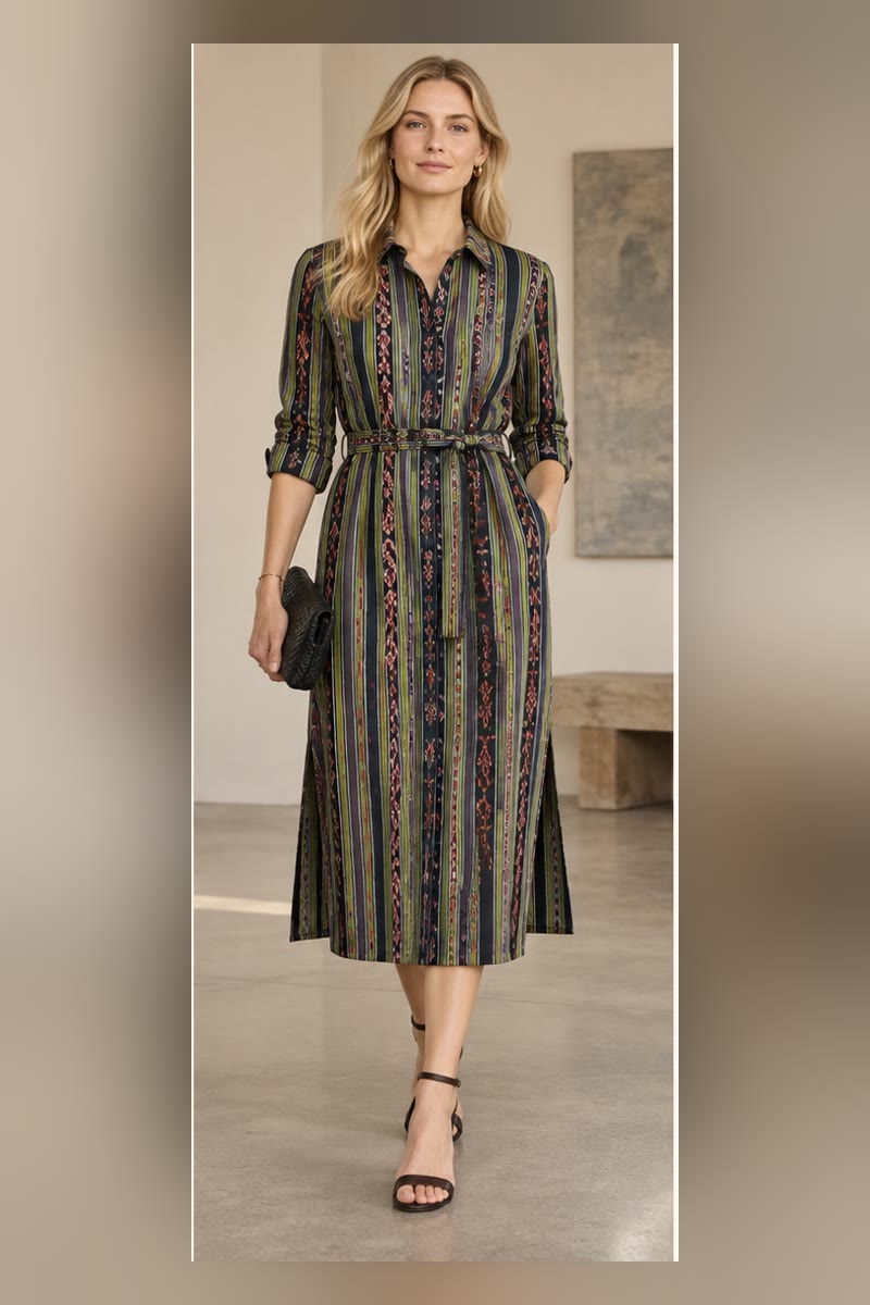 Indigo Stripe — Day-to-dinner dress