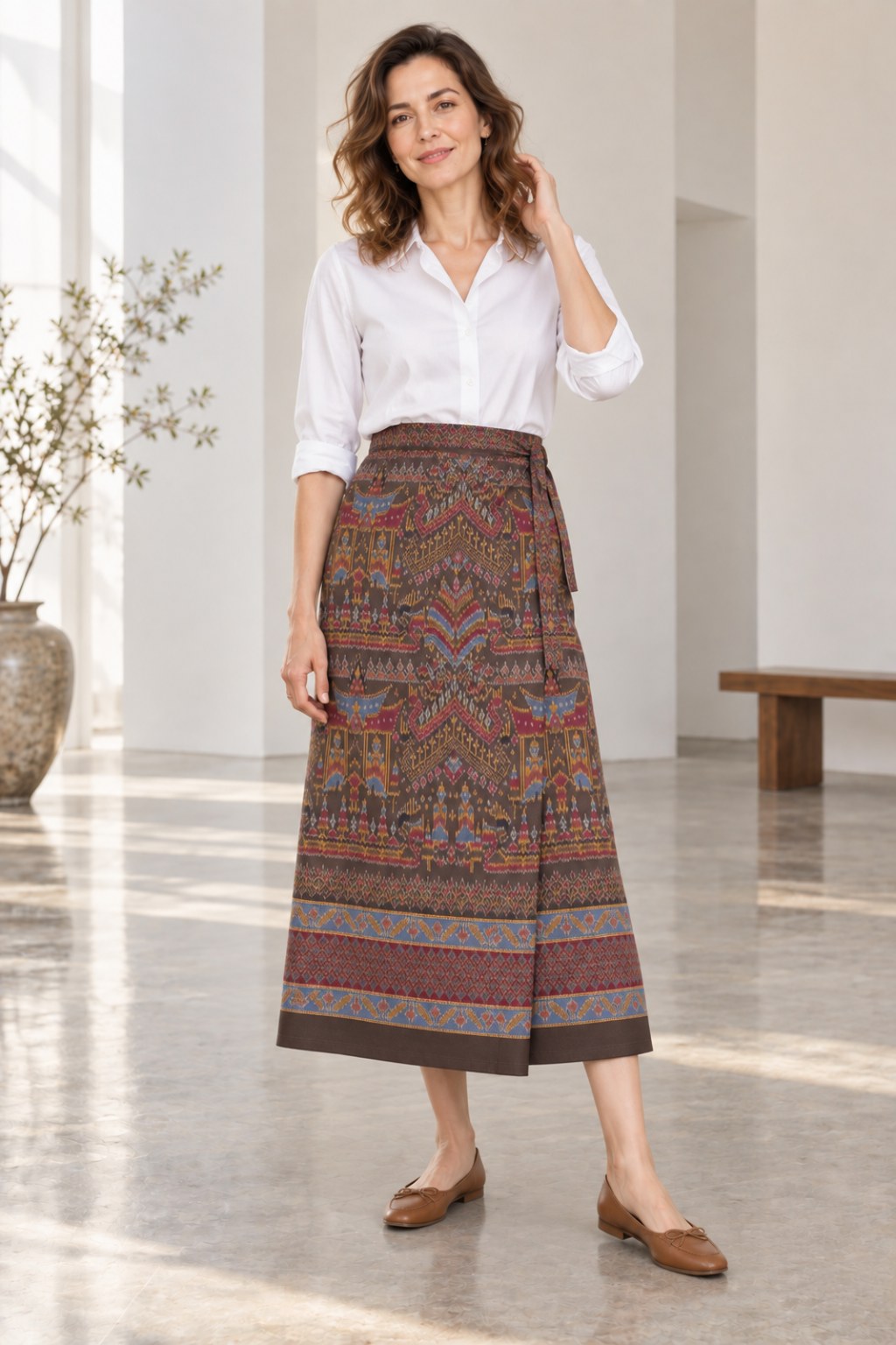 Illuminated Boats — Lai Ruea Fai Mudmee Silk — Classic wrap skirt — the whole cloth, uncut